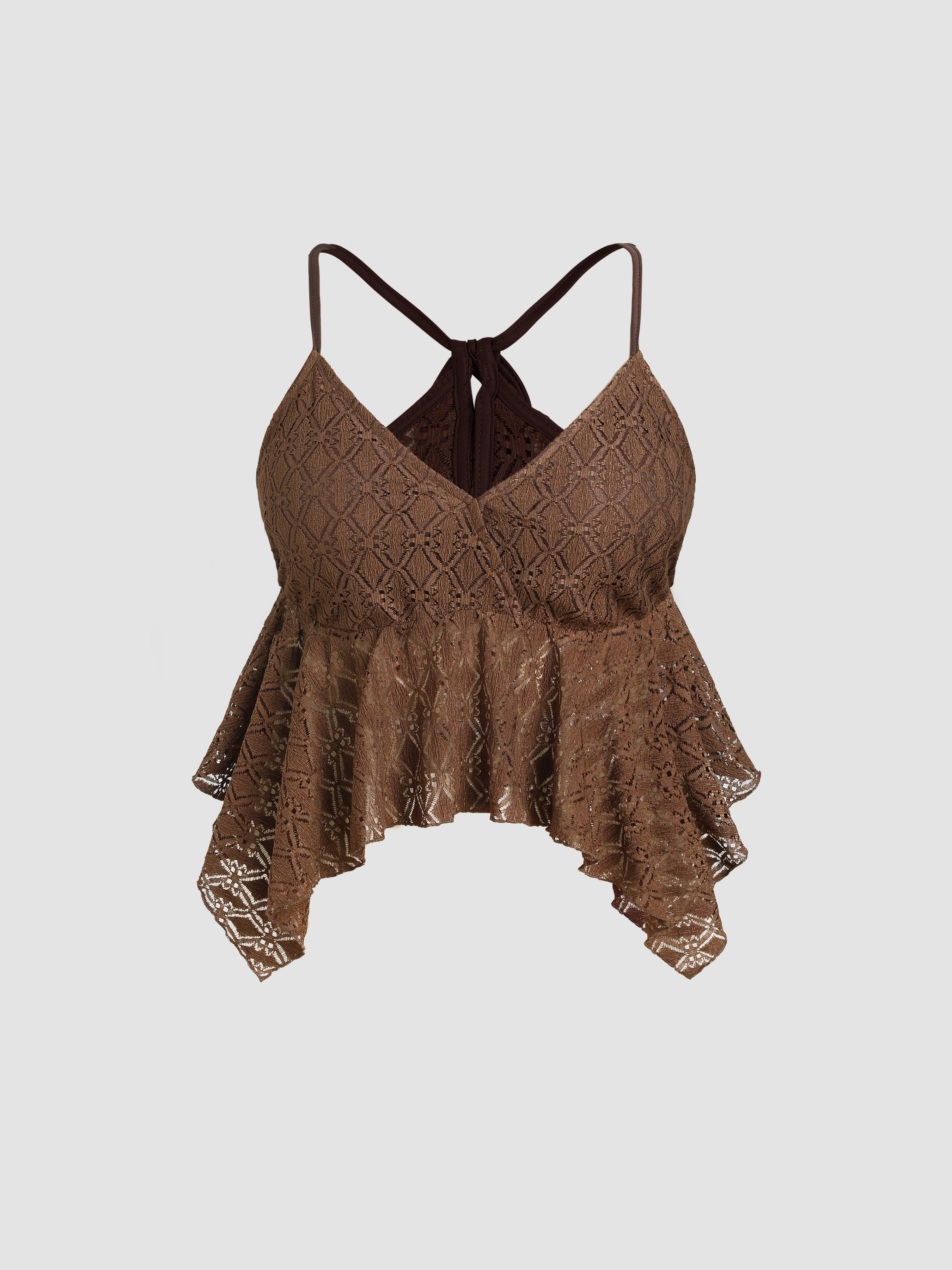 Curve & Plus Hollow Out Vneck Lace Tank Top For Daily Casual Vacation