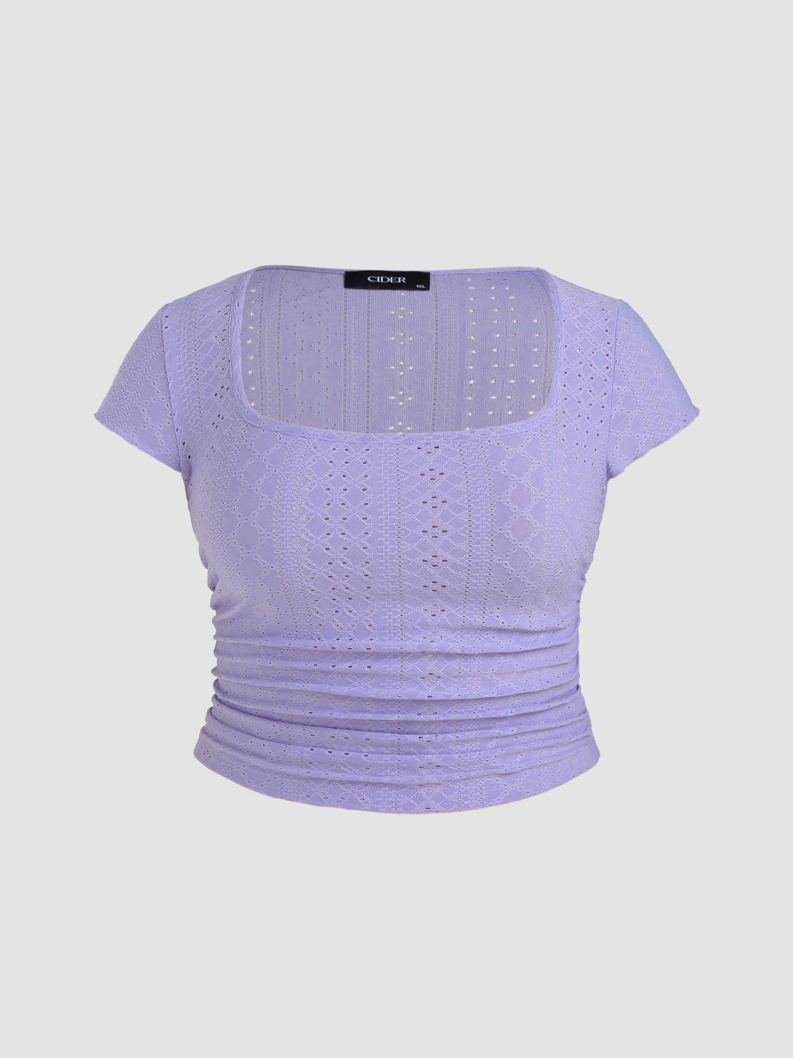 Curve & Plus Lace Ruched Crop Tee