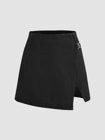 Jeans-Mittellänger Split-Mini-Skort
