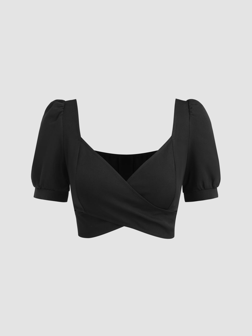 V-neck Short Sleeve Crop Top