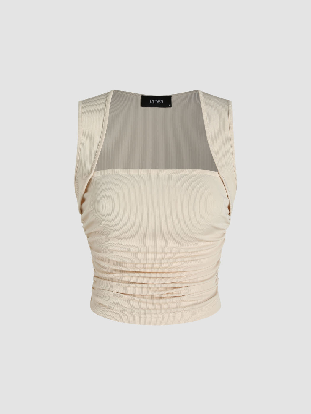 Gerafftes Tanktop mit quadratischem Ausschnitt