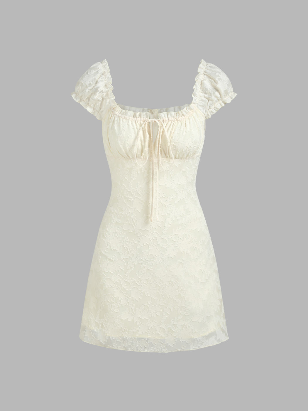 Geblümtes Jacquard-Minikleid mit Rüschensaum