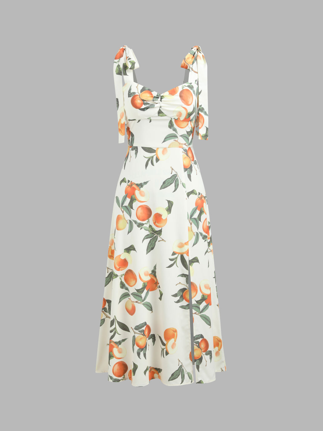 Fruit Knotted Split Midi Dress For Daily Casual Vacation