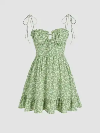 Ditsy Floral Tie Shoulder Mini Dress