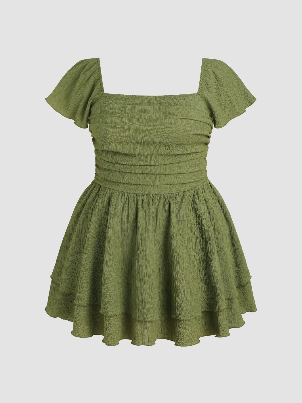 Minikleid mit eckigem Ausschnitt und Rüschen Kurve & Plus