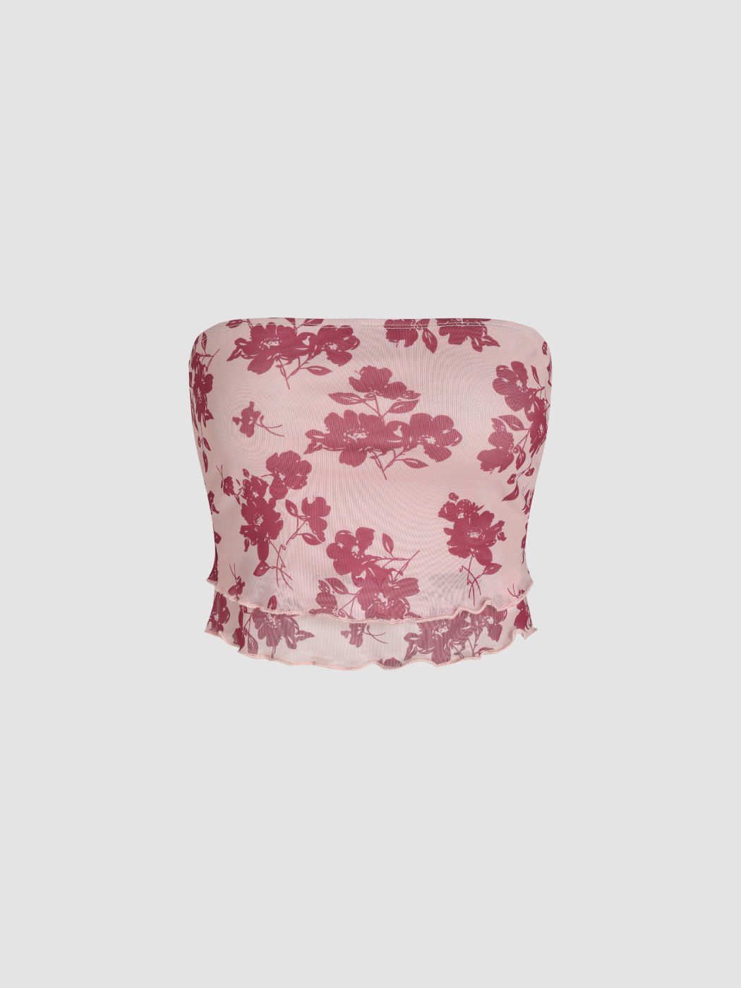 Neckholder-Schlauchoberteil aus floralem Mesh