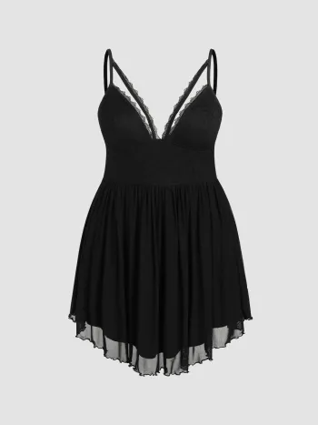 Spitzen Rüschen Minikleid Kurve & Plus