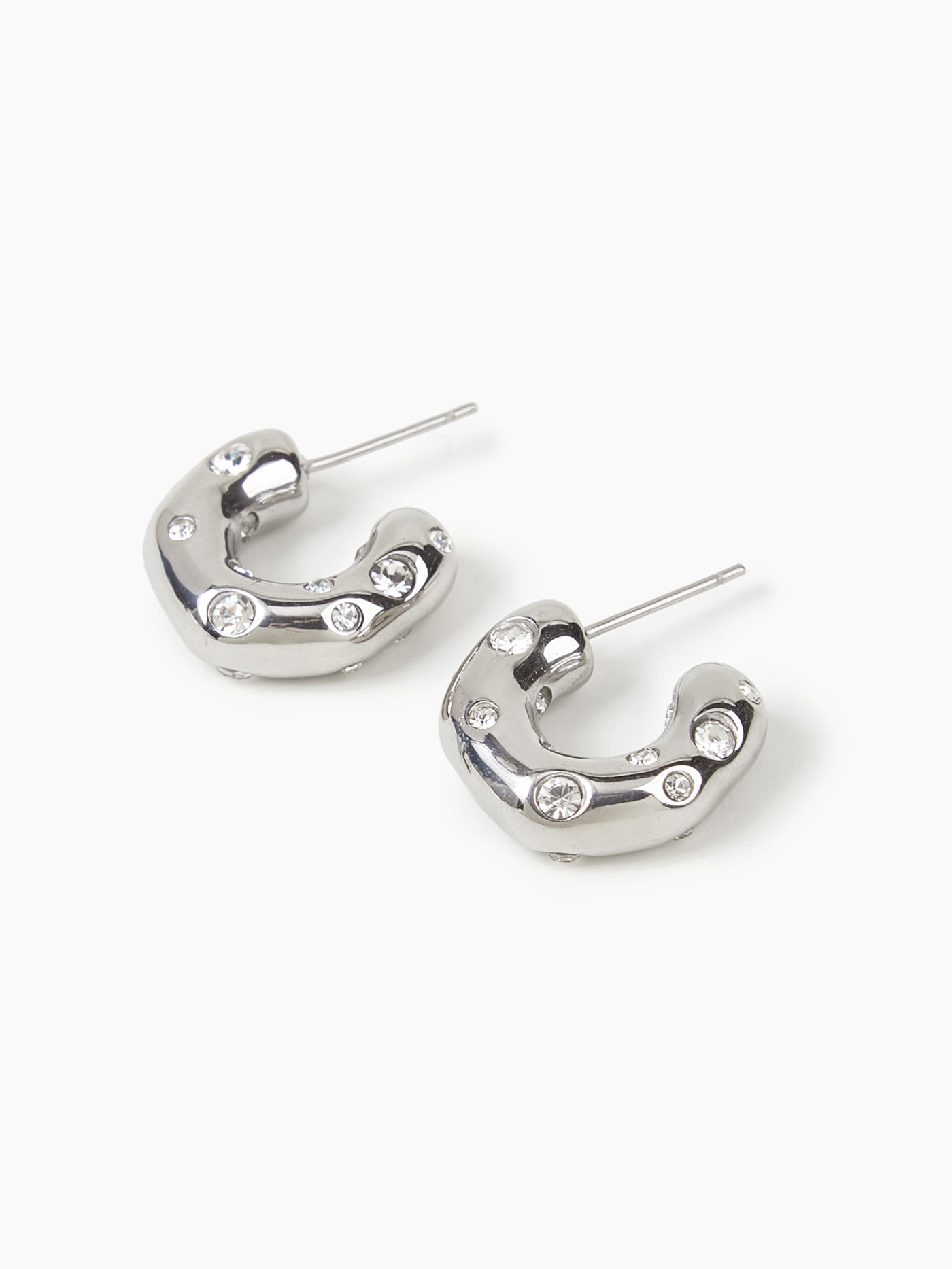 Boucles d'oreilles créoles avec strass en forme de C