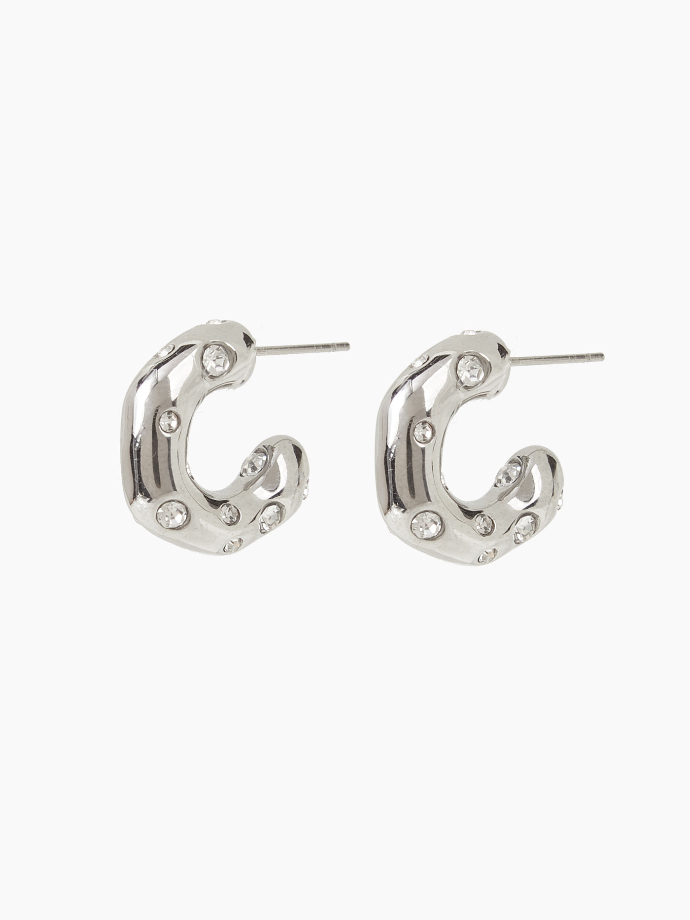 Boucles d'oreilles créoles avec strass en forme de C