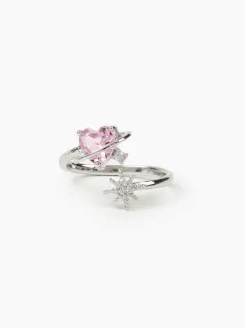 Anello polsino con strass di cristallo a forma di cuore