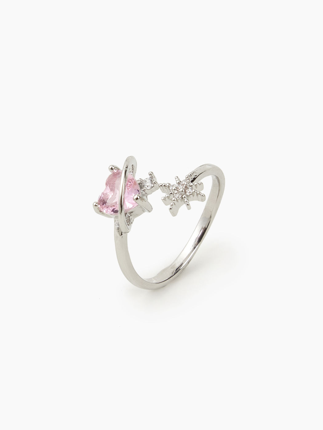 Heart Crystal Rhinestone Cuff Ring