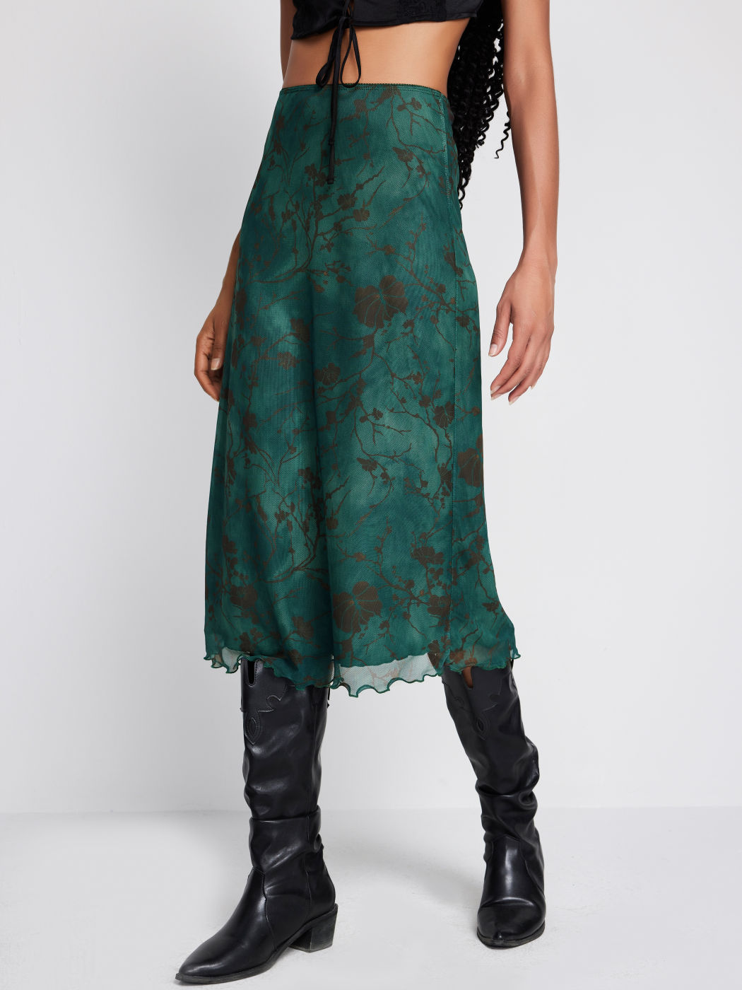 Hohen Bundes Floral Mesh Midiskirt