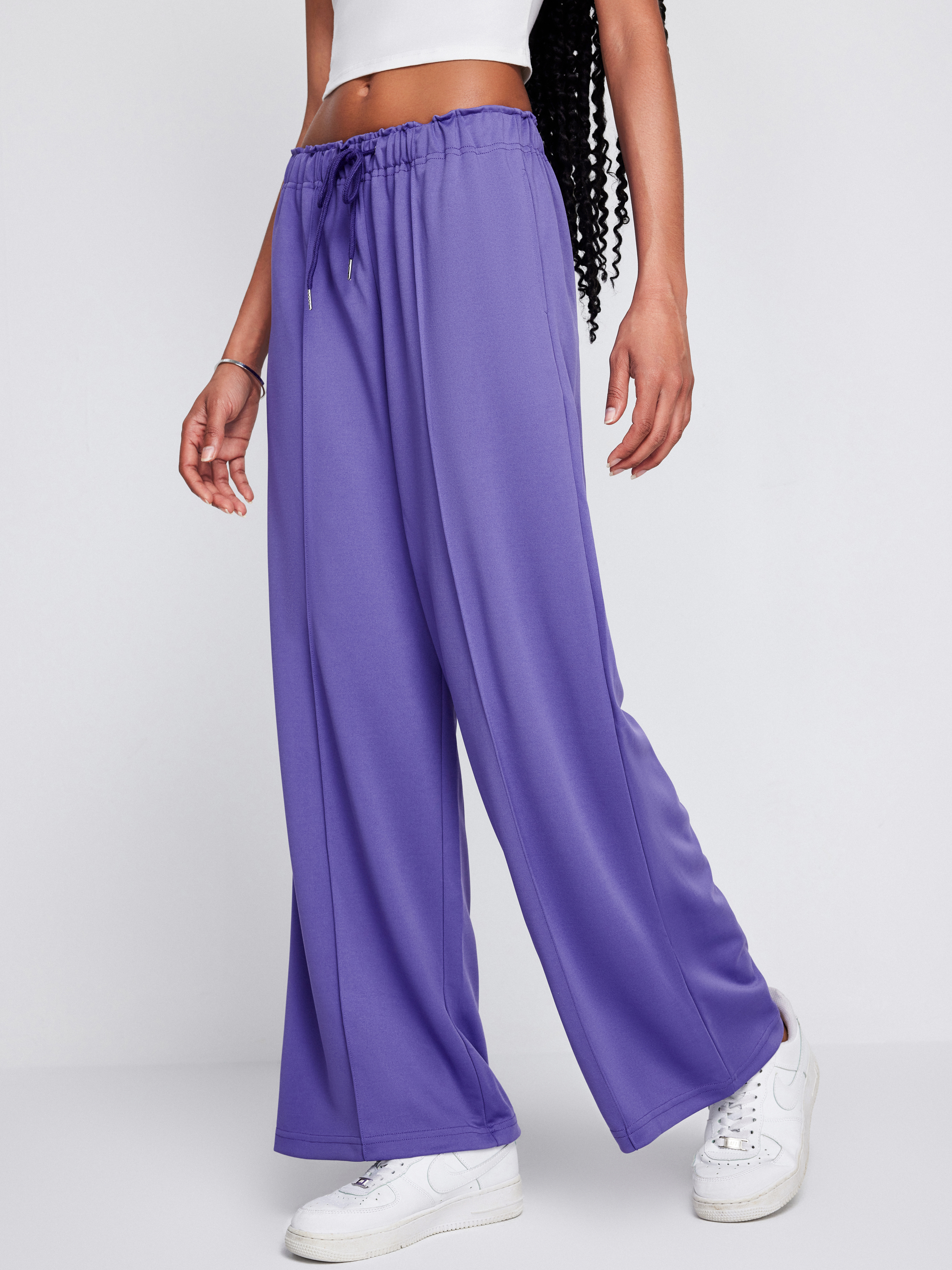 Women Purple Trousers / High Waist Wide Leg Pants / Formal Trousers /  Casual Flared Violet Trousers / Fashion Pants With Belt 8 Colors - Etsy