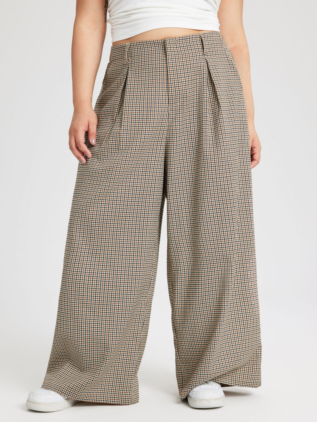 Check Pocket Wide Leg Trousers Curve & Plus