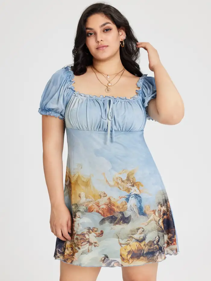 angel print mesh dress Angel Terry Mesh Layer Dress M