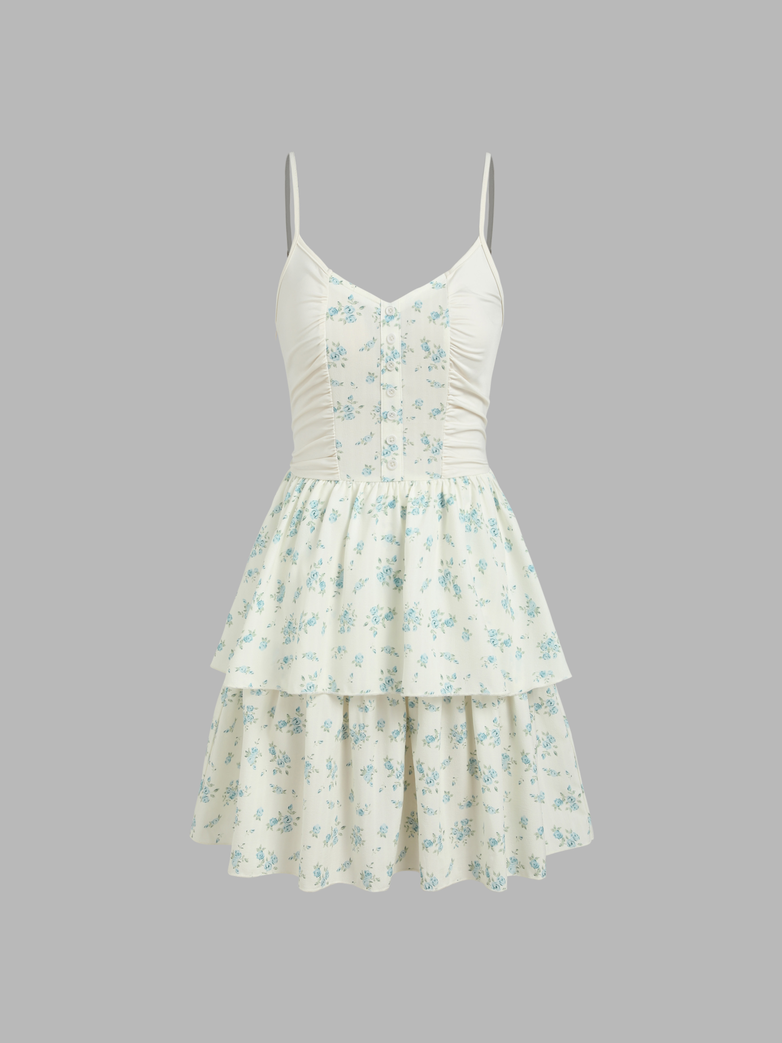 Sun Dresses Woven Floral Ruched Layered Mini Dress For Date