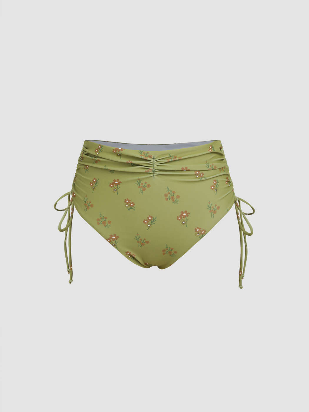 Olive Green Ruched Bikini Bottom