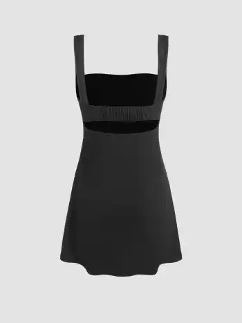 Ruched Square Neck Mini Dress