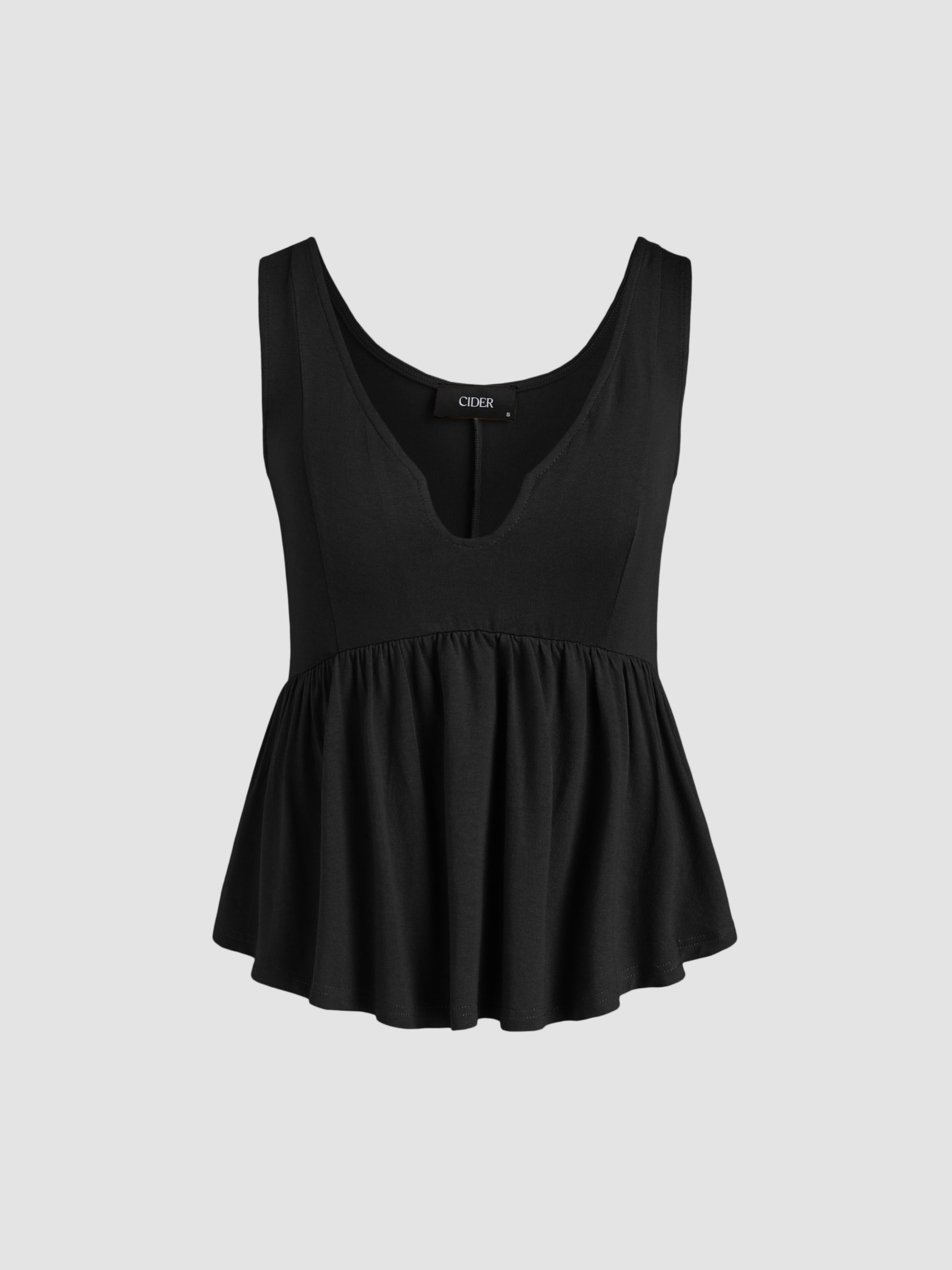 Jersey Ruffle Hem V-neck Crop Top For Daily Casual Vacation