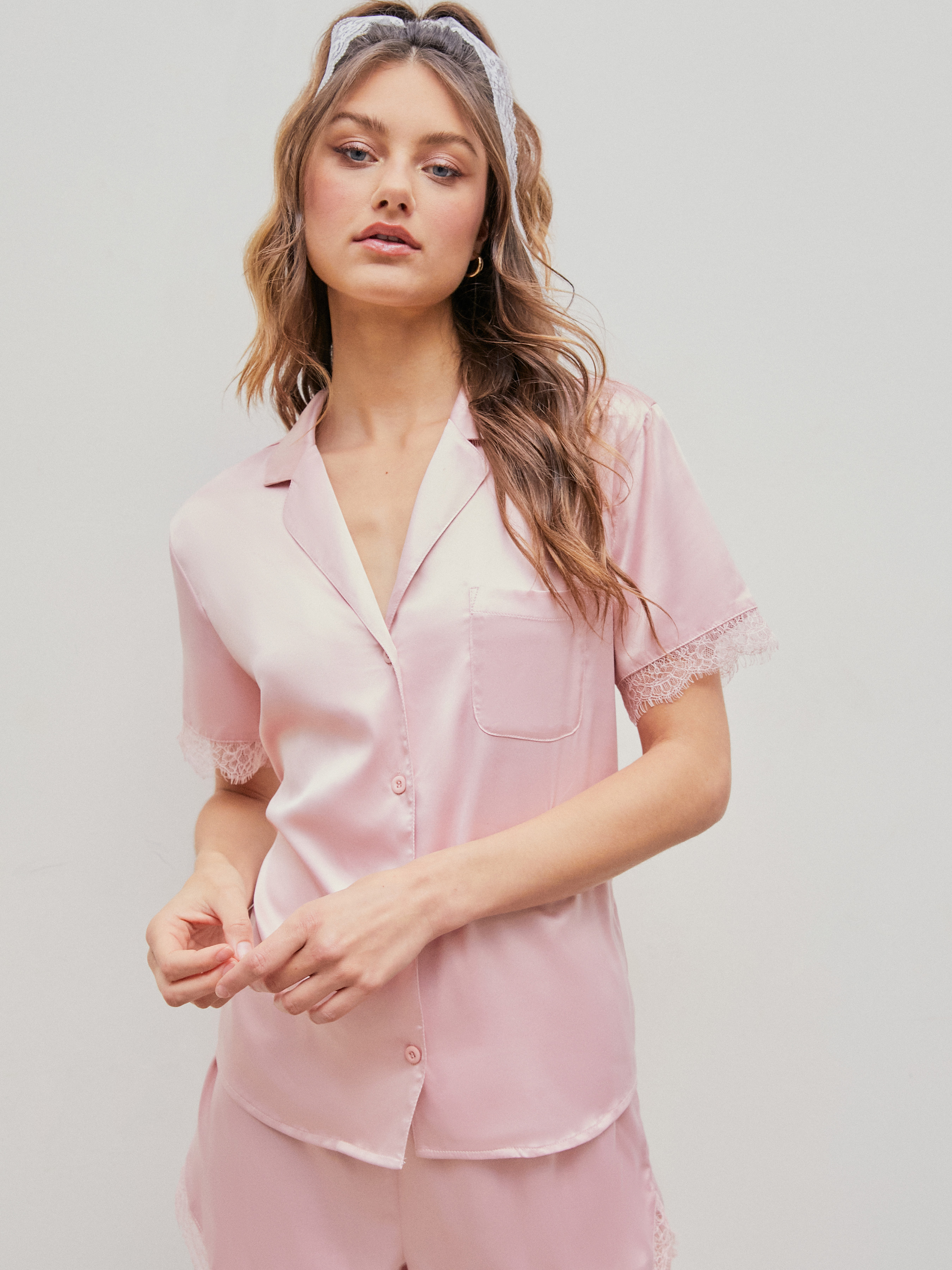 Satin pajama tops hot sale