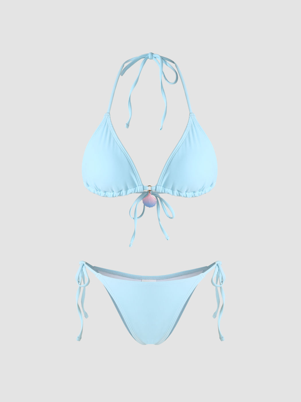 Triangel-Bikini-Badeanzug mit Shell-Detail und Neckholder