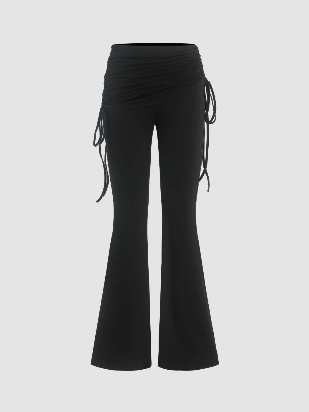 Jersey High Waist Knotted Ruched Flared Pants - Cider