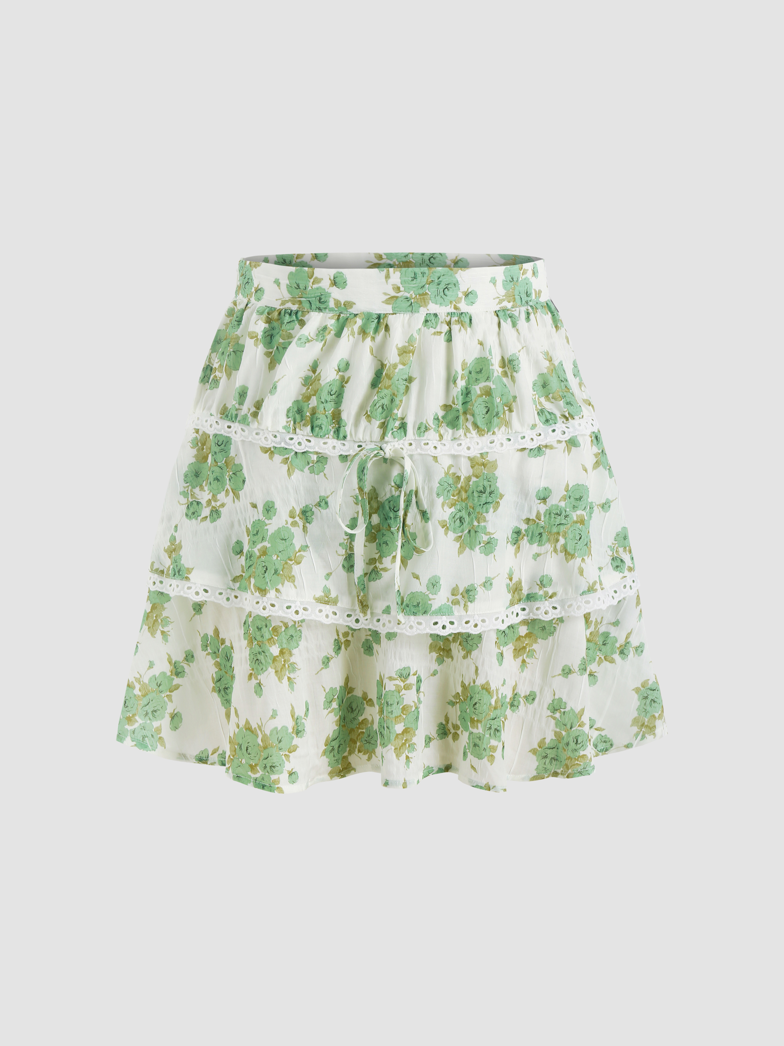 Mid-Waist 3D Flower Zipper Mini Skirt