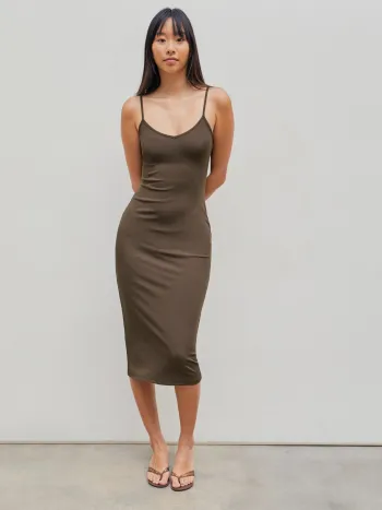 Abito midi Cami con scollo a V solido