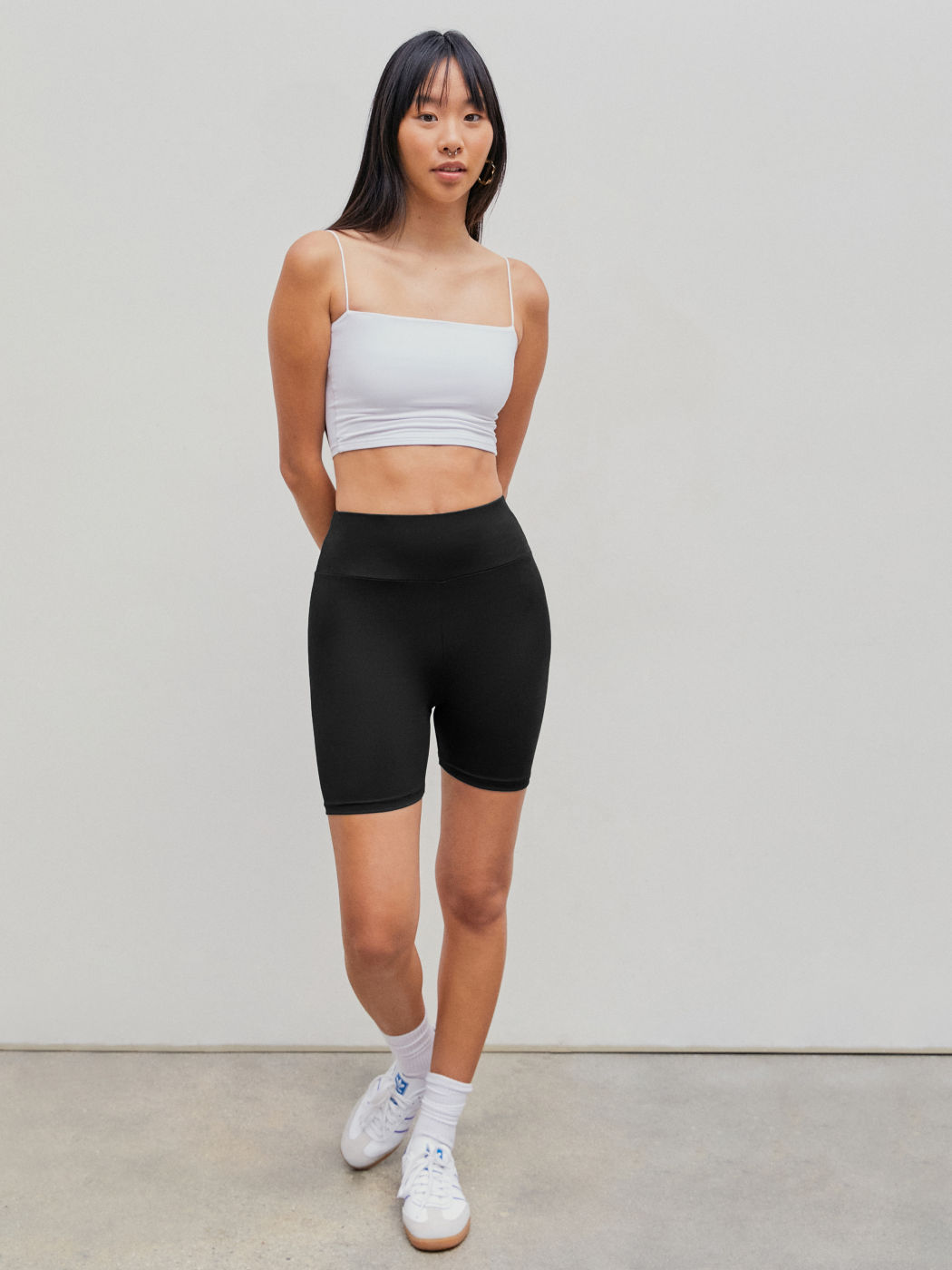 High Waist Knee Length Biker Shorts 