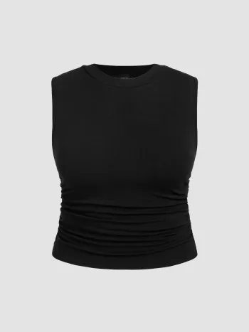 Sleeveless Ruched Crop Top Curve & Plus