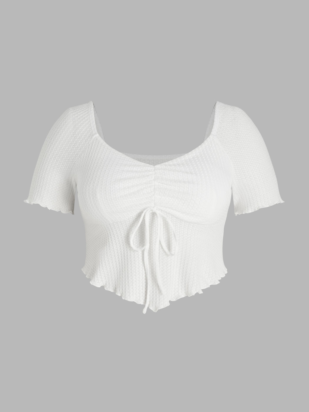 Geknotetes Kurzarm-T-Shirt mit V-Ausschnitt Kurve & Plus