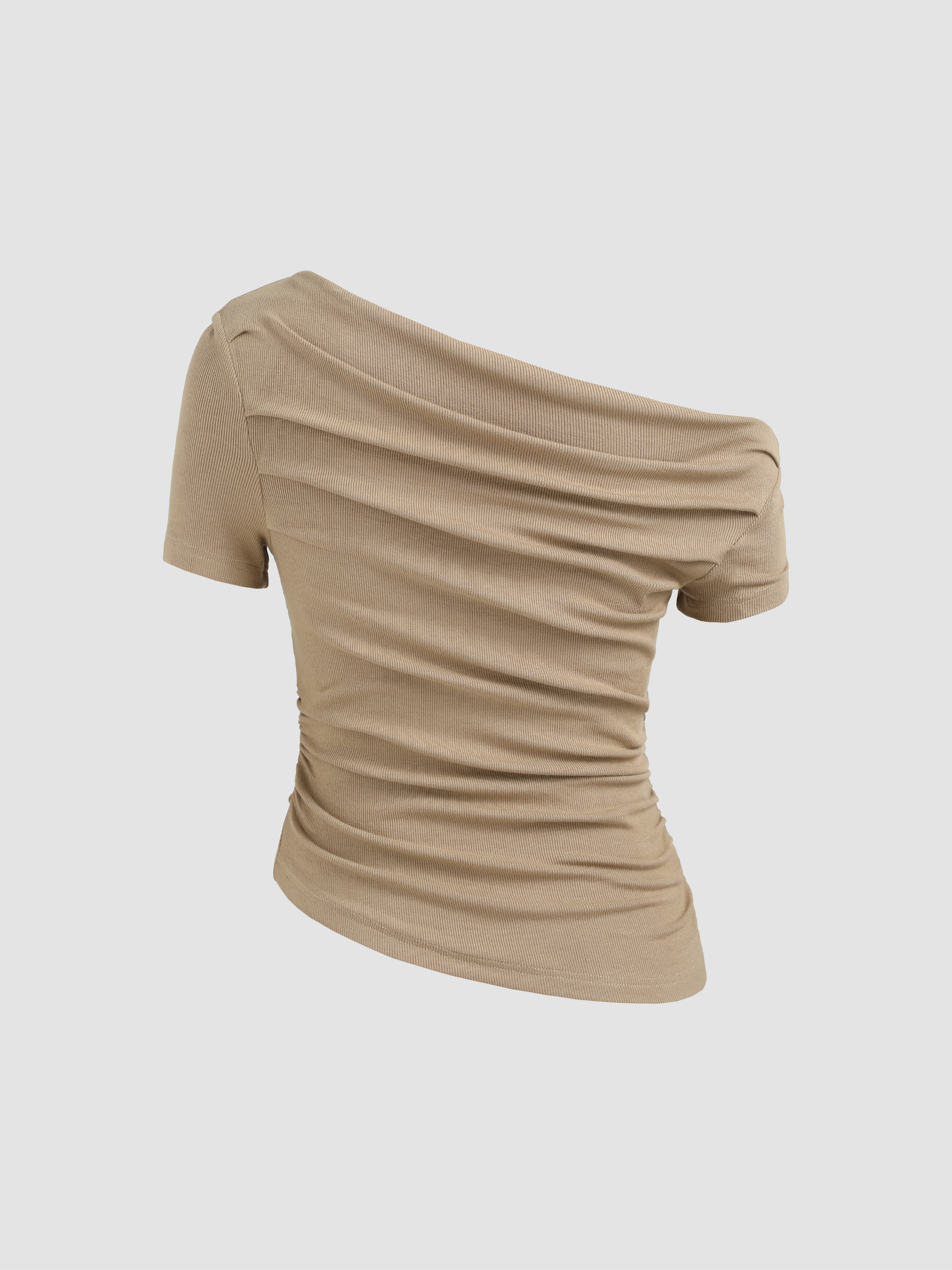 One Shoulder Tops Asymmetrical Top Knit Fabric Asymmetrical