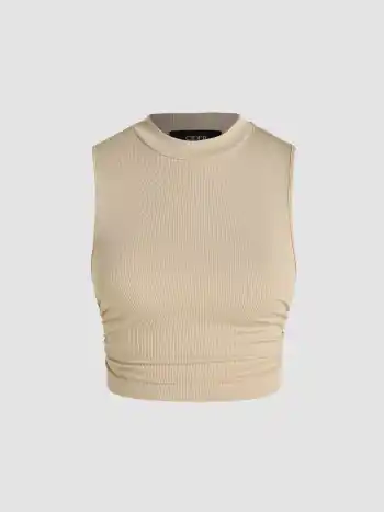 Set aus geriffeltem Tank Crop Top und Hosen mit elastischem Bund und Knoten