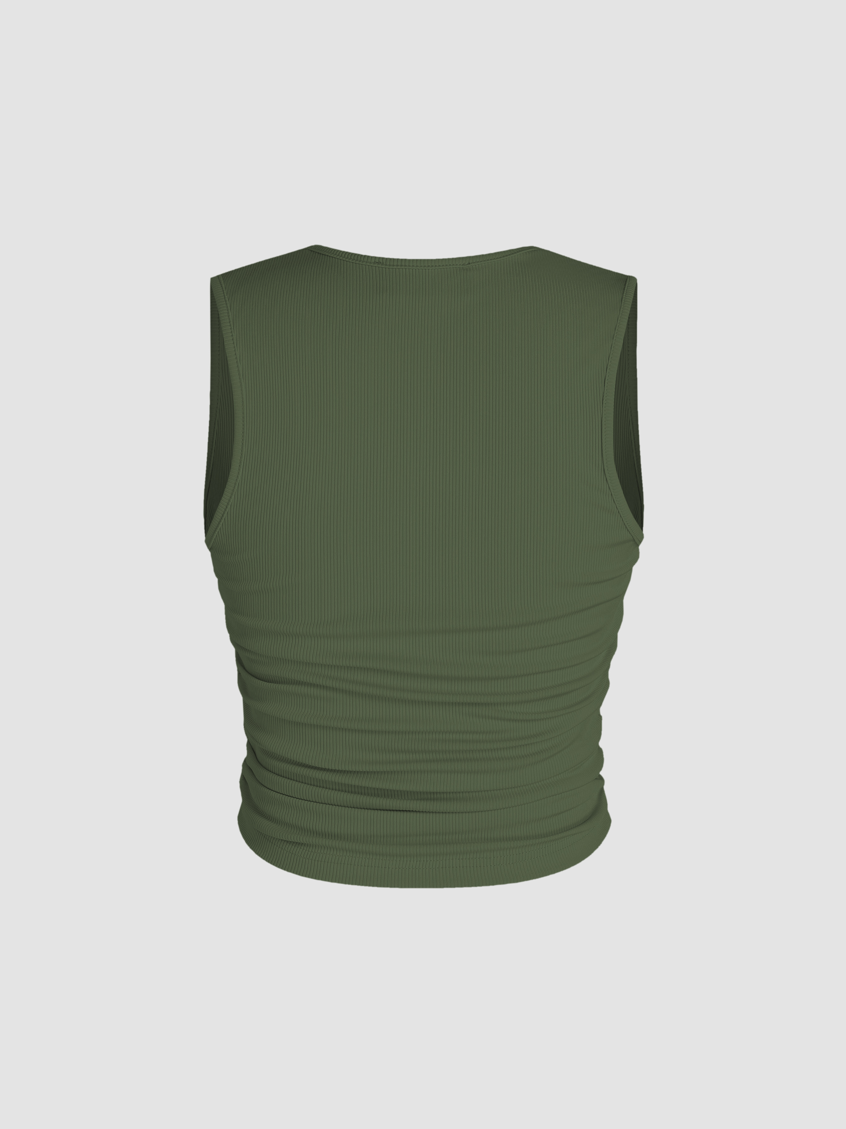 Ruched Square Neck Tank Top - Cider