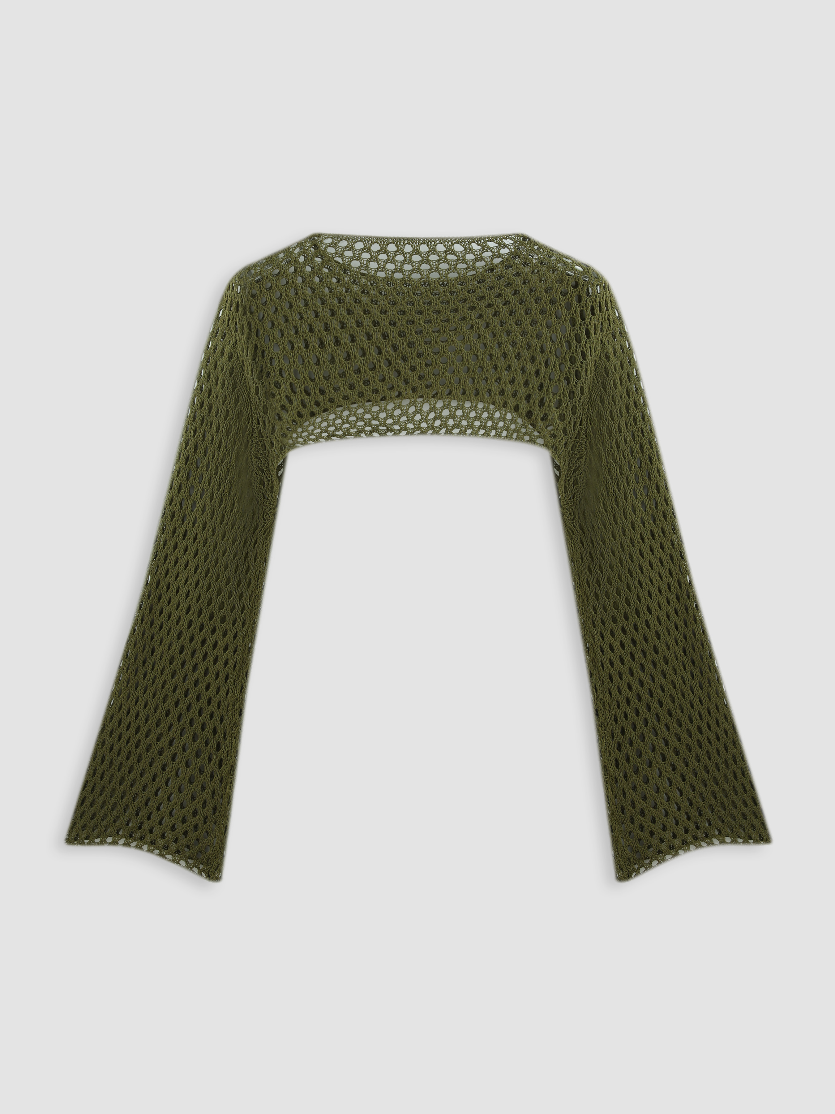 Knit Fabric Midnight Veil Ultra-Cropped Long Sleeve Shrug
