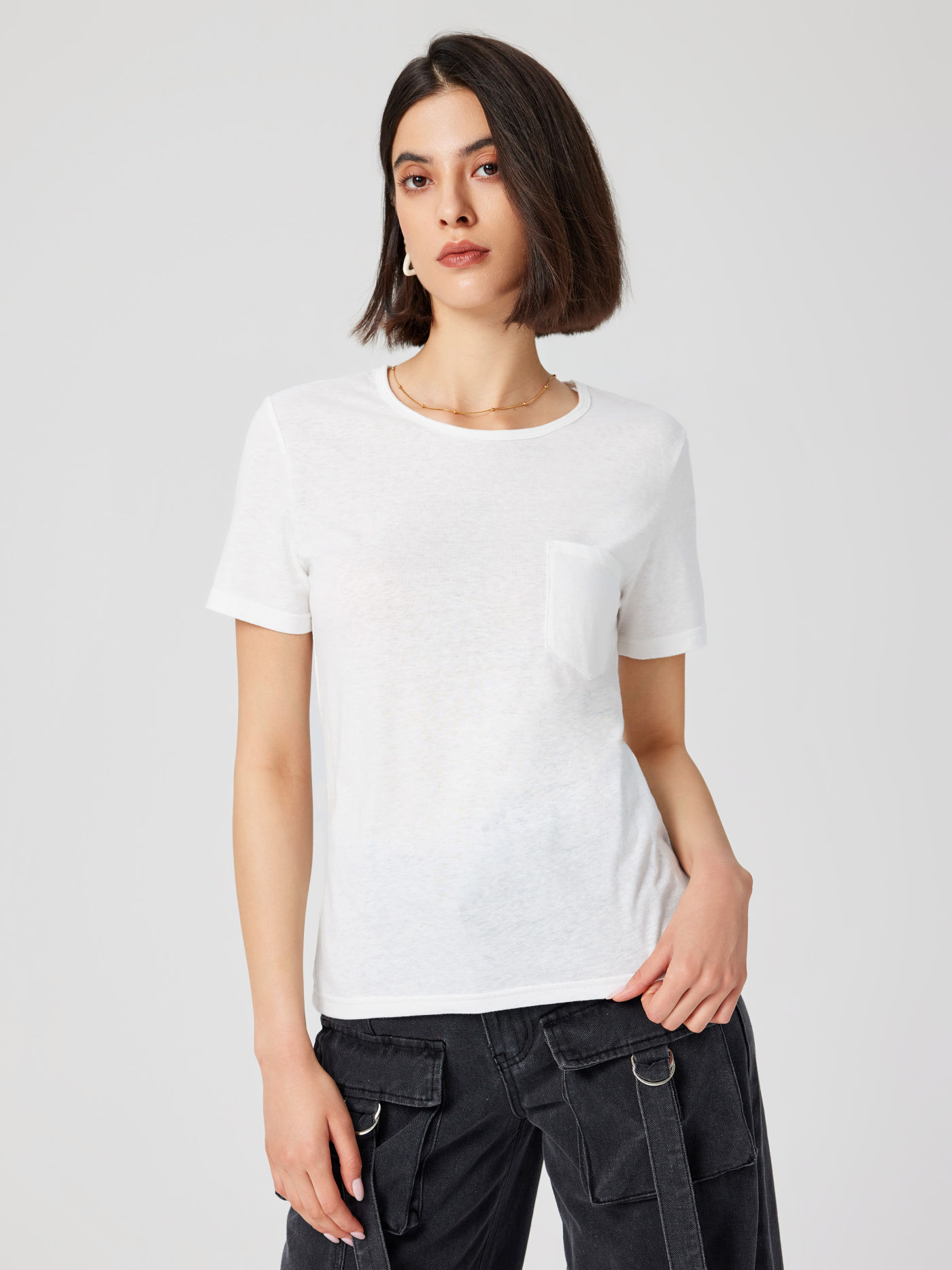 Kurzärmliges, übergroßes T-Shirt mit Tasche