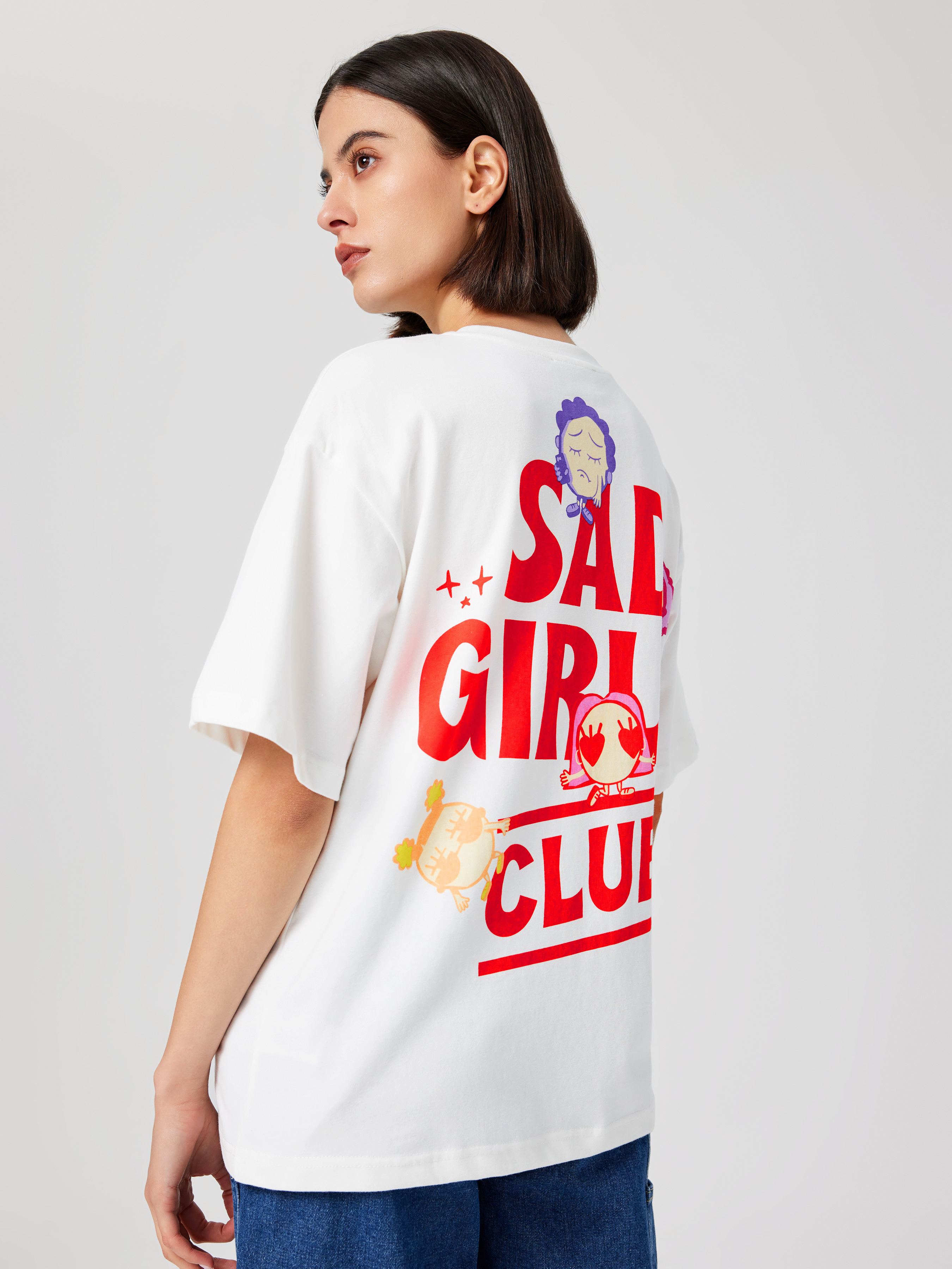 Cider X Sad Girls Club Back Graphic Oversized T-Shirt - Cider