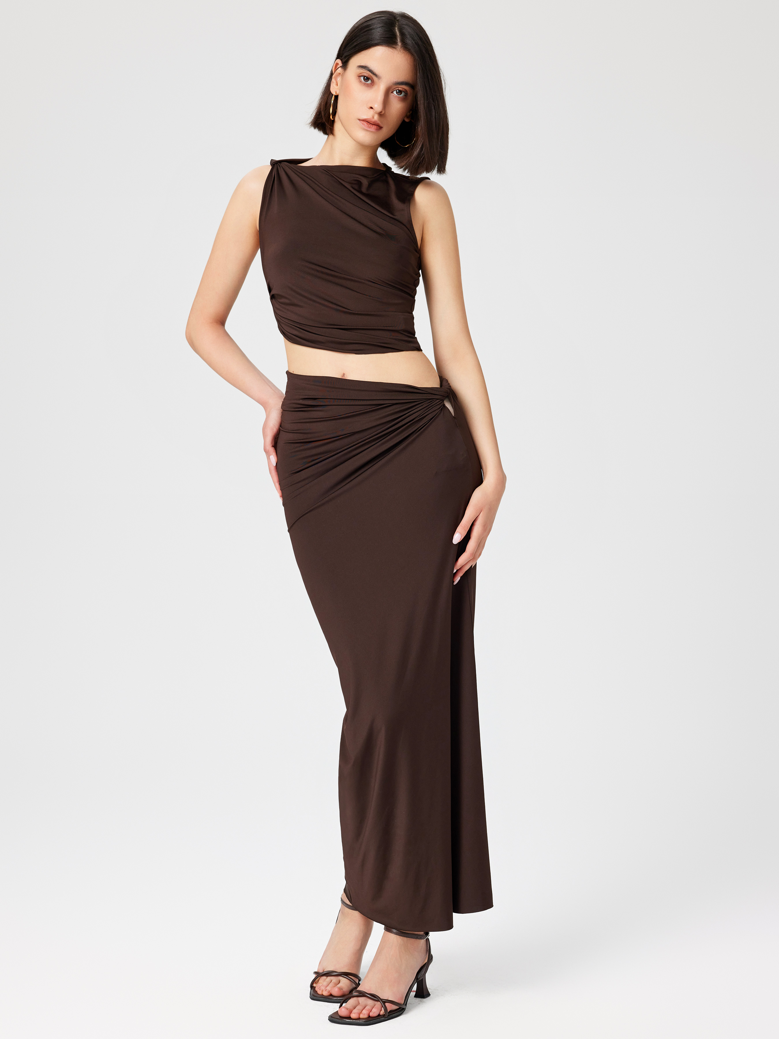 CIDER Mesh Asymmetrical Neck Crop Top - Stretchy Bodycon Top For Women, Date Night Outfit - View #6