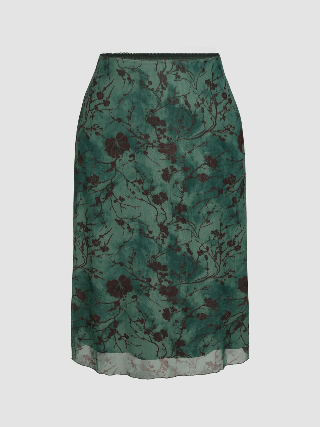  Mid Waist Mesh Floral Maxi Rock Kurve & Plus