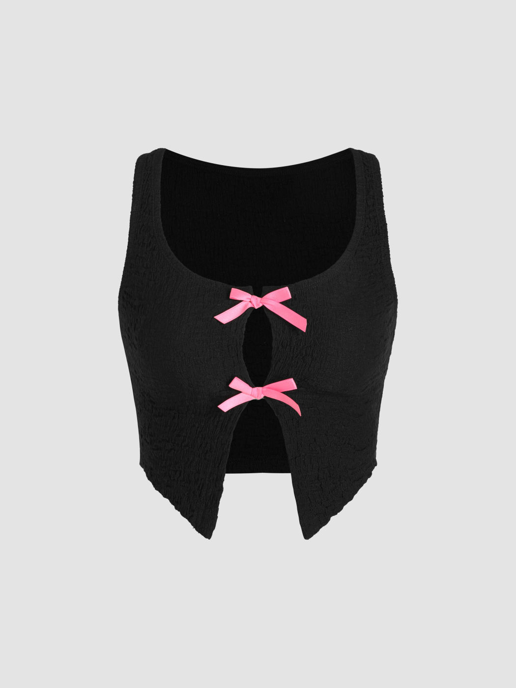 U neck bowknot letter print cami top main image 1
