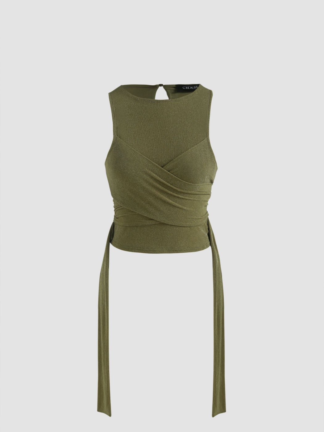 Knotted Cut Out Knit Crop Tank Top - Cider
