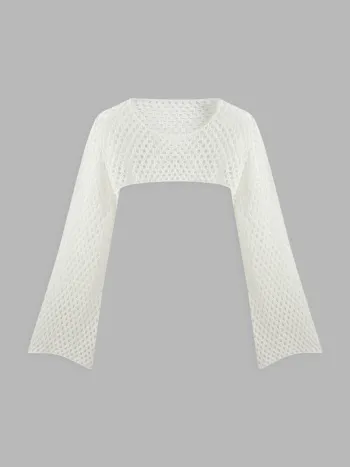Mitternachtsschleier Ultra-Kurzer Langarm Shrug Kurve & Plus