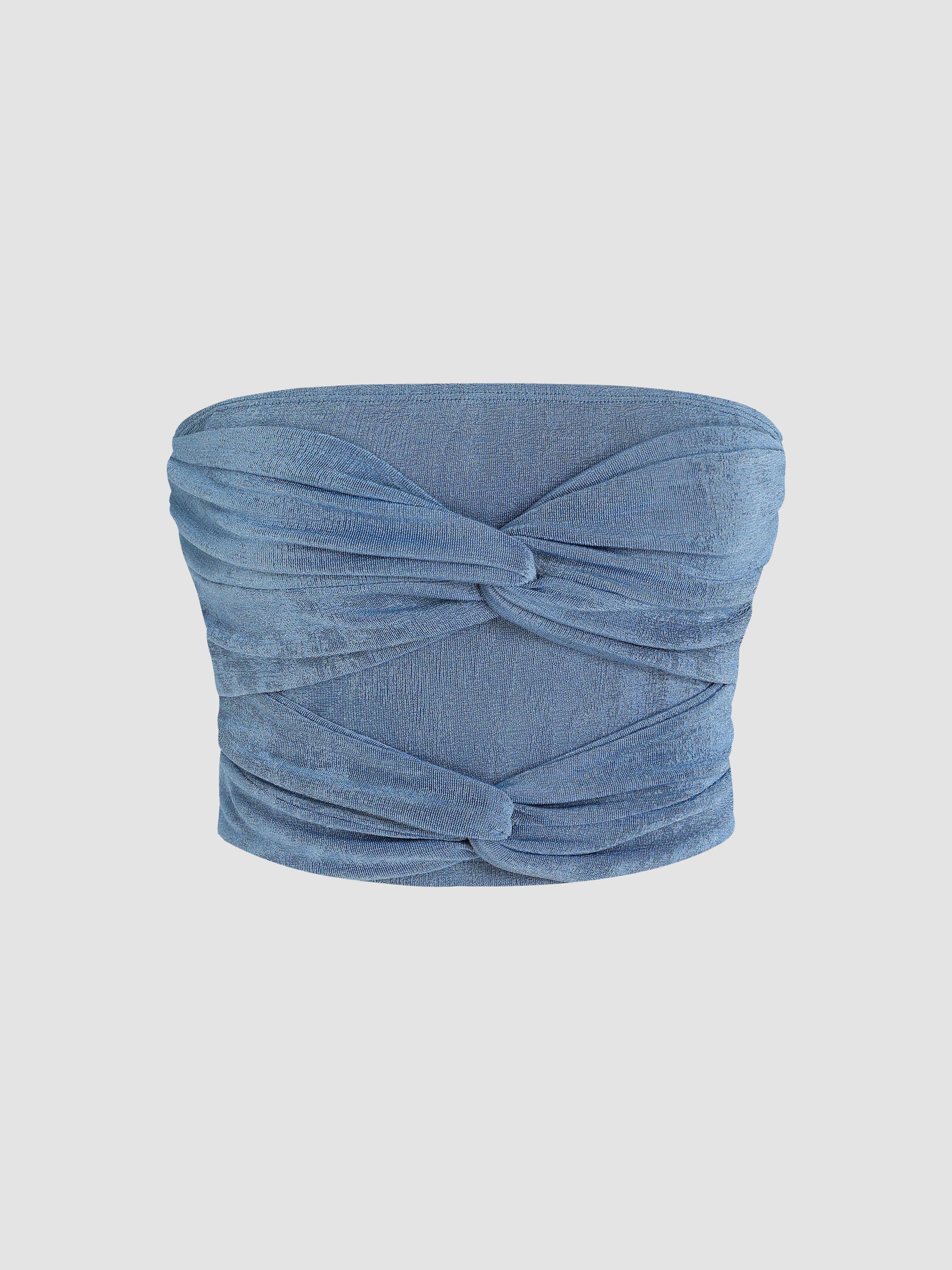 Material Twist Knit Crop Tube Top For Occasion Occasion