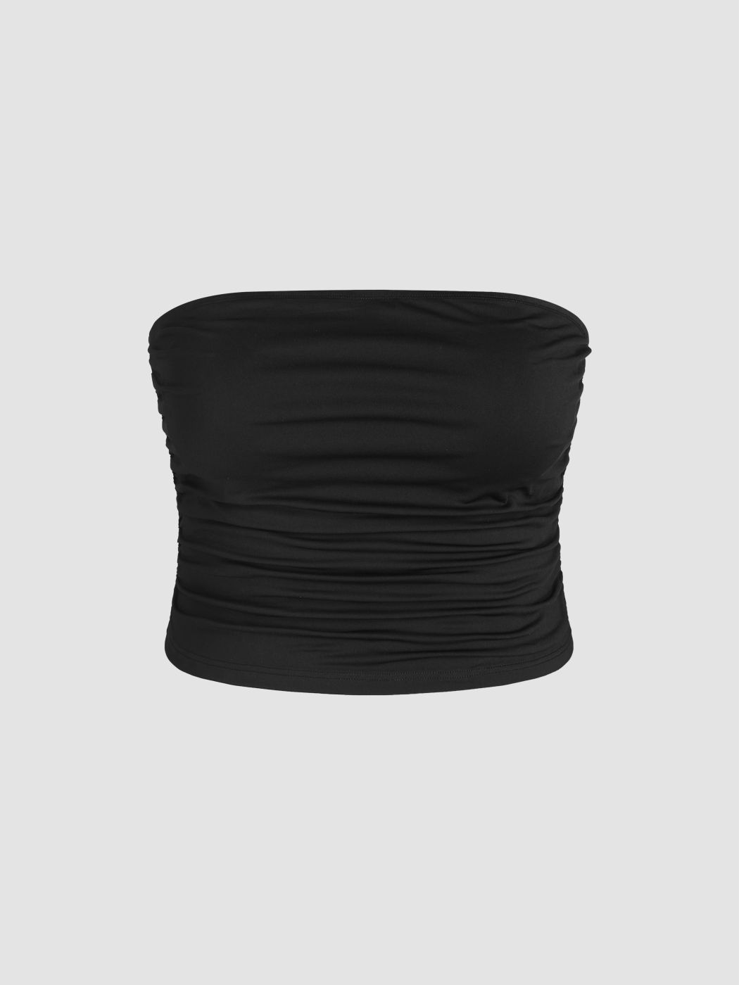 Trägerloses, gerüschtes Crop-Top Kurve & Plus
