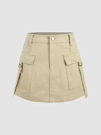 Solid Cargo Mini Skirt