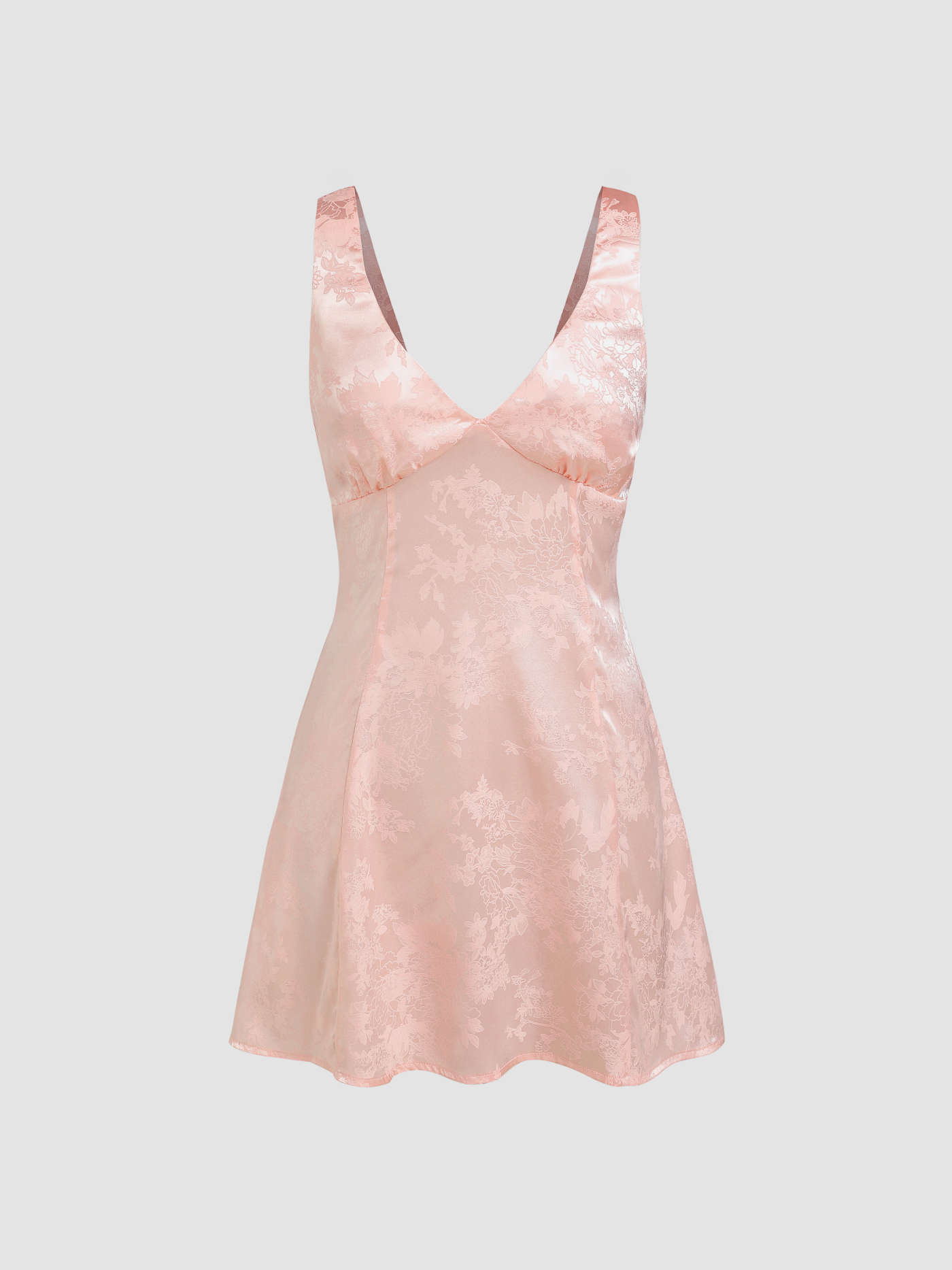 Satin Floral Print Tie Back Short Dress