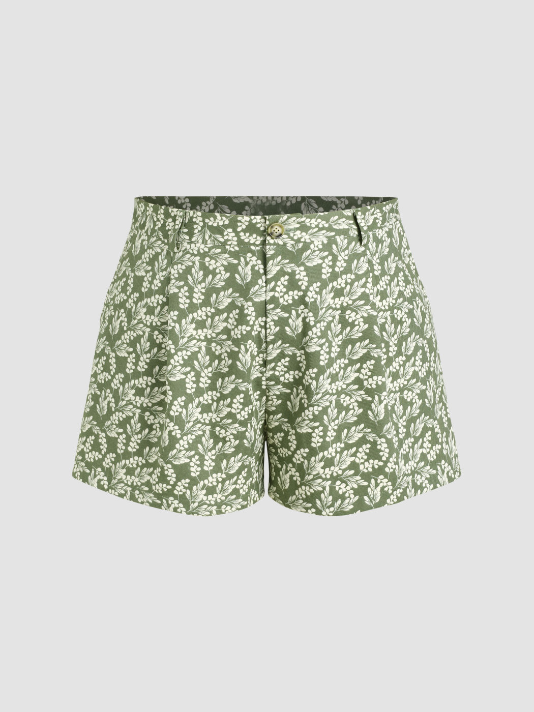 Blumen Gewebte Mittlere Taille Weite Bein Shorts Kurve & Plus