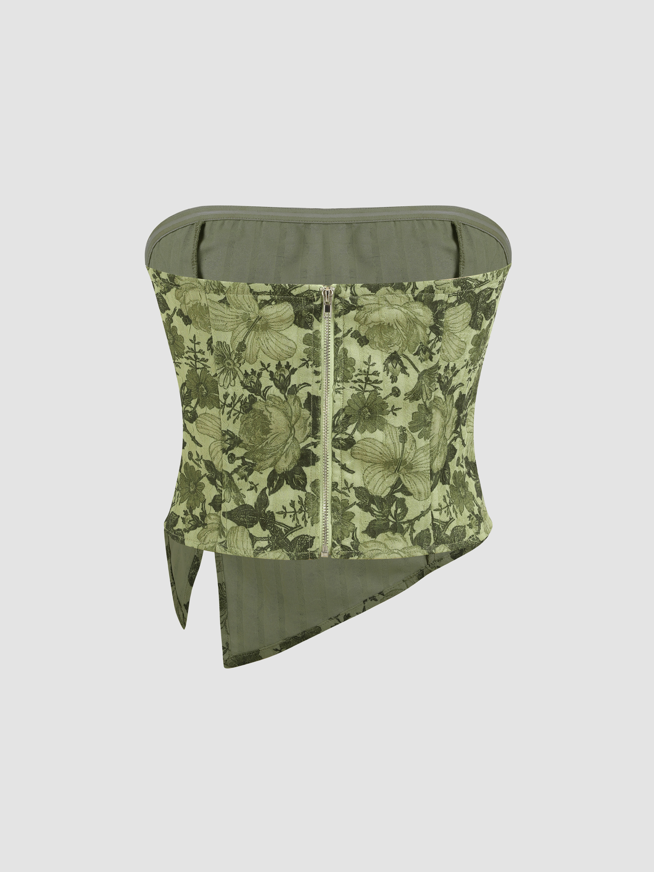 Jacquard Jacquard Floral Split Tube Top For Daily Casual