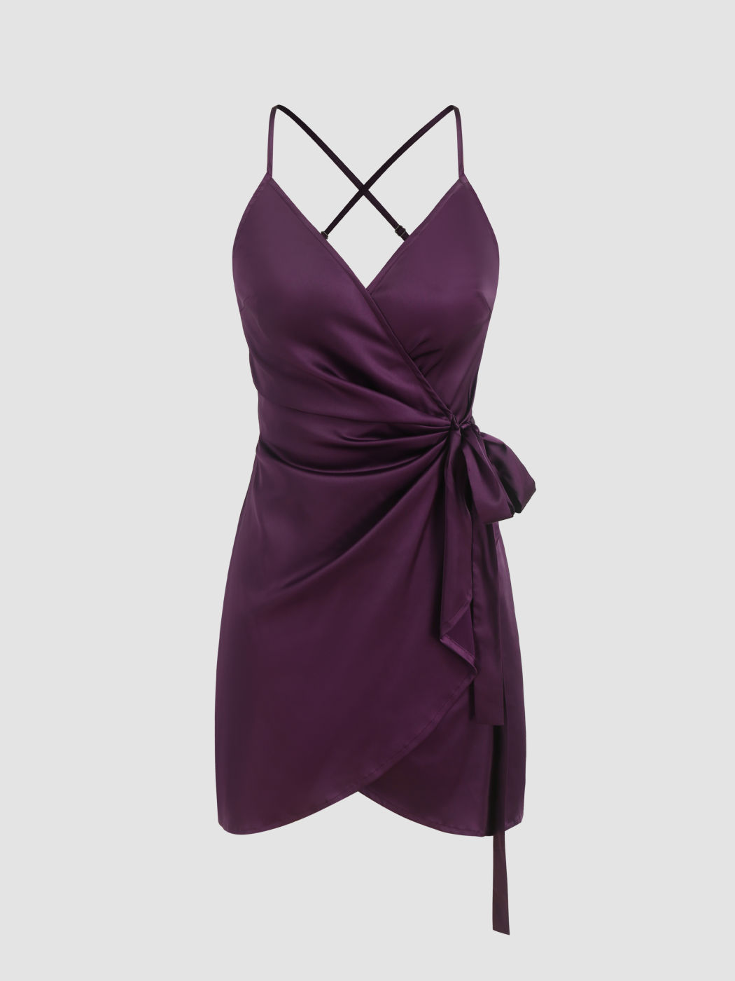 Wickel-V-Ausschnitt Criss Cross Mini Kleid