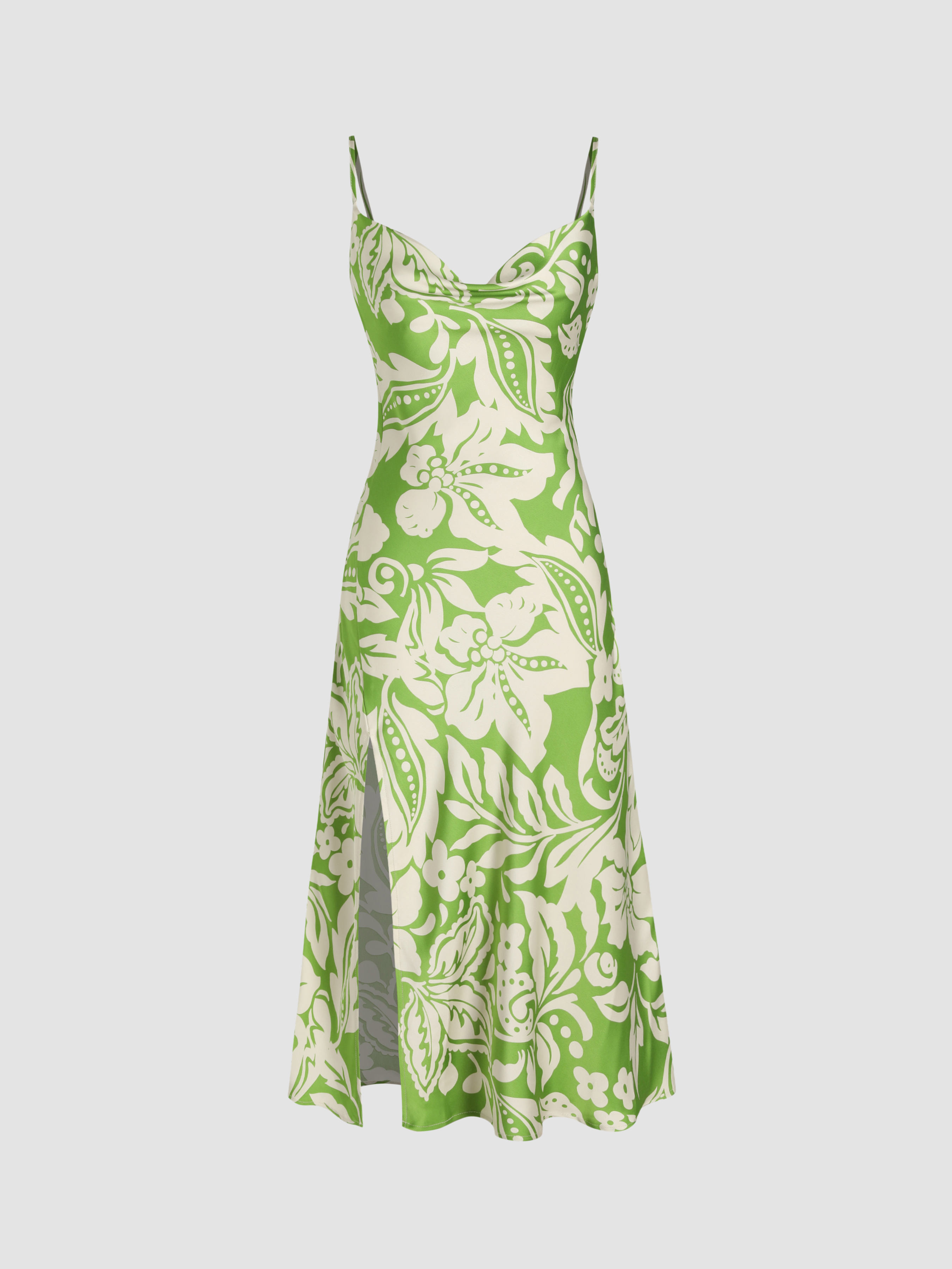 Split Vneck Floral Midi Dress Cider